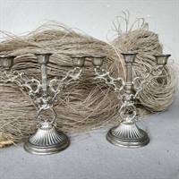 3 armed par lysestager sølvfarvede gamle svenske stager